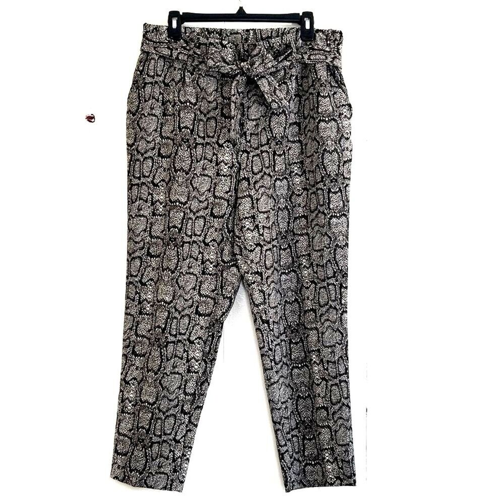 C by One Pants Size 10 Brown Black Sneak Animal Print High Waist Tapered Pants
